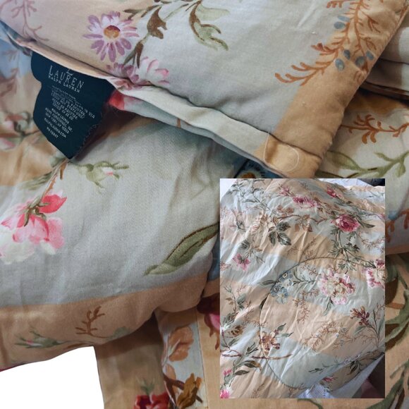 RARE Ralph Lauren HIGHFIELDS Cotton Sateen Shabby Chic Floral Queen Comforter - Picture 1 of 6
